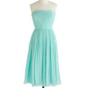 J CREW Strapless Mindy Dress*Silk Chiffon 6P AQUA